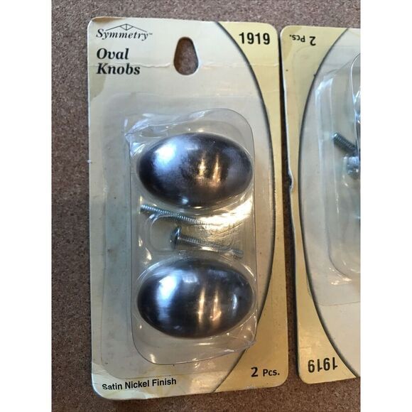 NEW Symmetry Drawer Knobs Lot Of 2 Oval Satin Nickel Finish 2 Pieces w/hardware - Picture 4 of 6